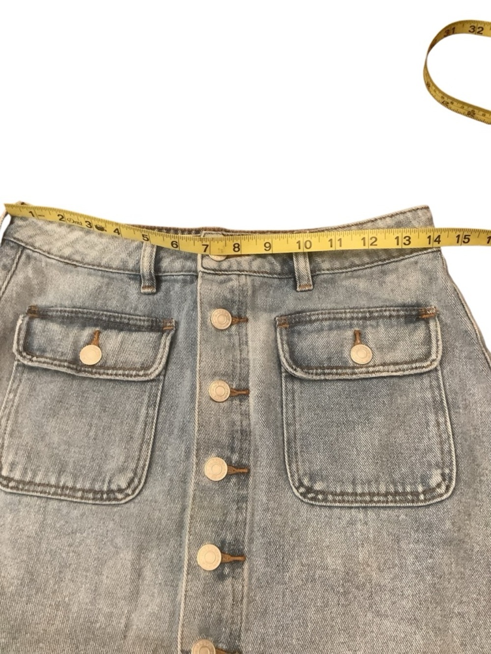 PacSun Denim Mini Skirt Waist Size 27 Button Front Utility Pockets Y2K - Picture 7 of 9